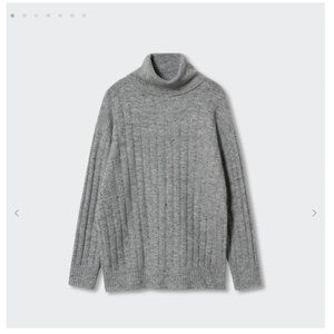 Mango Speckled Fleece Turtleneck Sweater